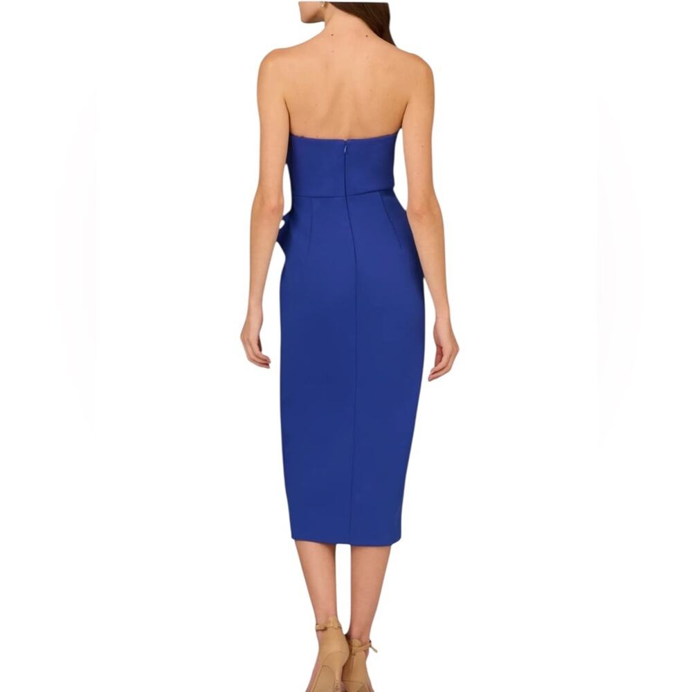 NWT Aidan Mattox Strapless Bonded Crêpe Appliqué Cocktail Indigo Dress – Sz 6 - Picture 3 of 14